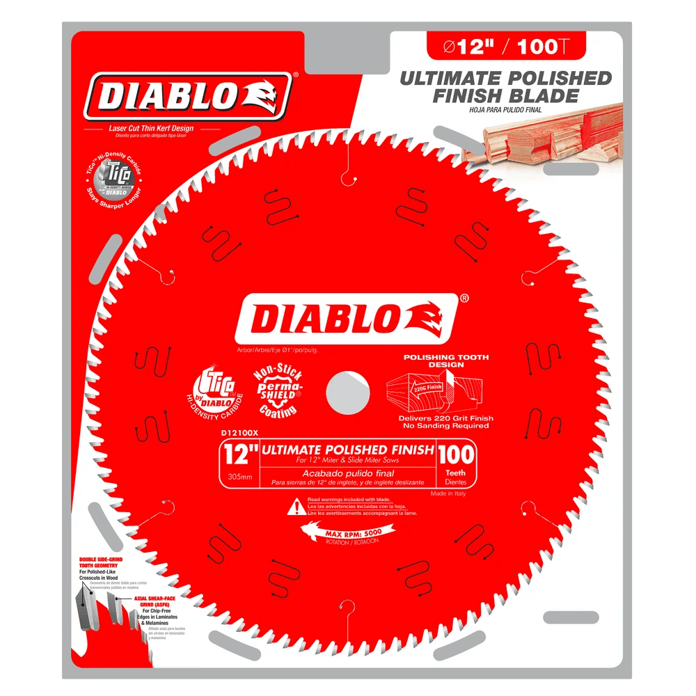 12-Inch 100-Tooth Ultimate Polished Finish Saw Blade - 4 Pack - Premium Woodworking & Metal Cutting Tool for DIY Projects & Professional Use