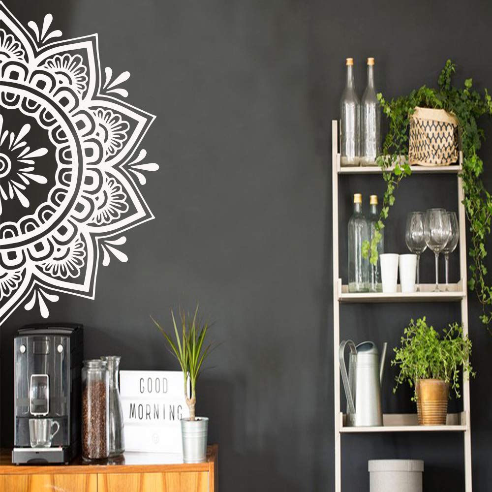 Half Mandala Wall Decals - Removable Vinyl Stickers for Home Decor, Living Room & Bedroom Wall Art - Perfect for Boho, Meditation Spaces & Nursery Murals