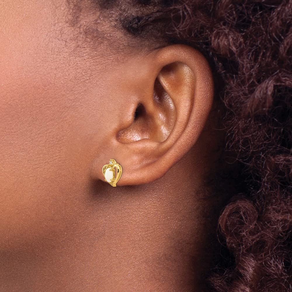 14K Yellow Gold Diamond and Opal Earrings for Women - Elegant Fine Jewelry Gift for Her - Perfect for Anniversaries, Birthdays & Special Occasions