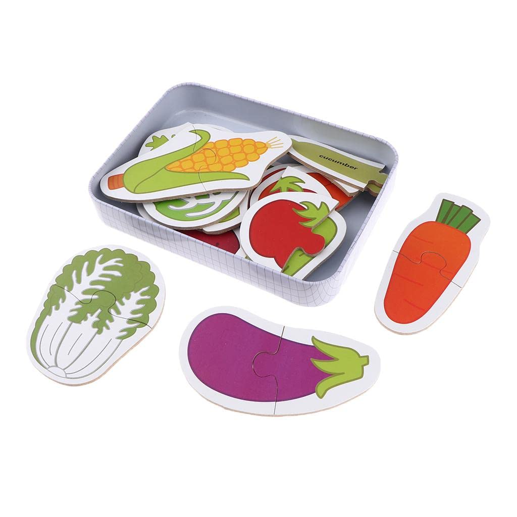 Wooden Puzzle Blocks for Toddlers - Vegetable Learning Toys for Preschool Play