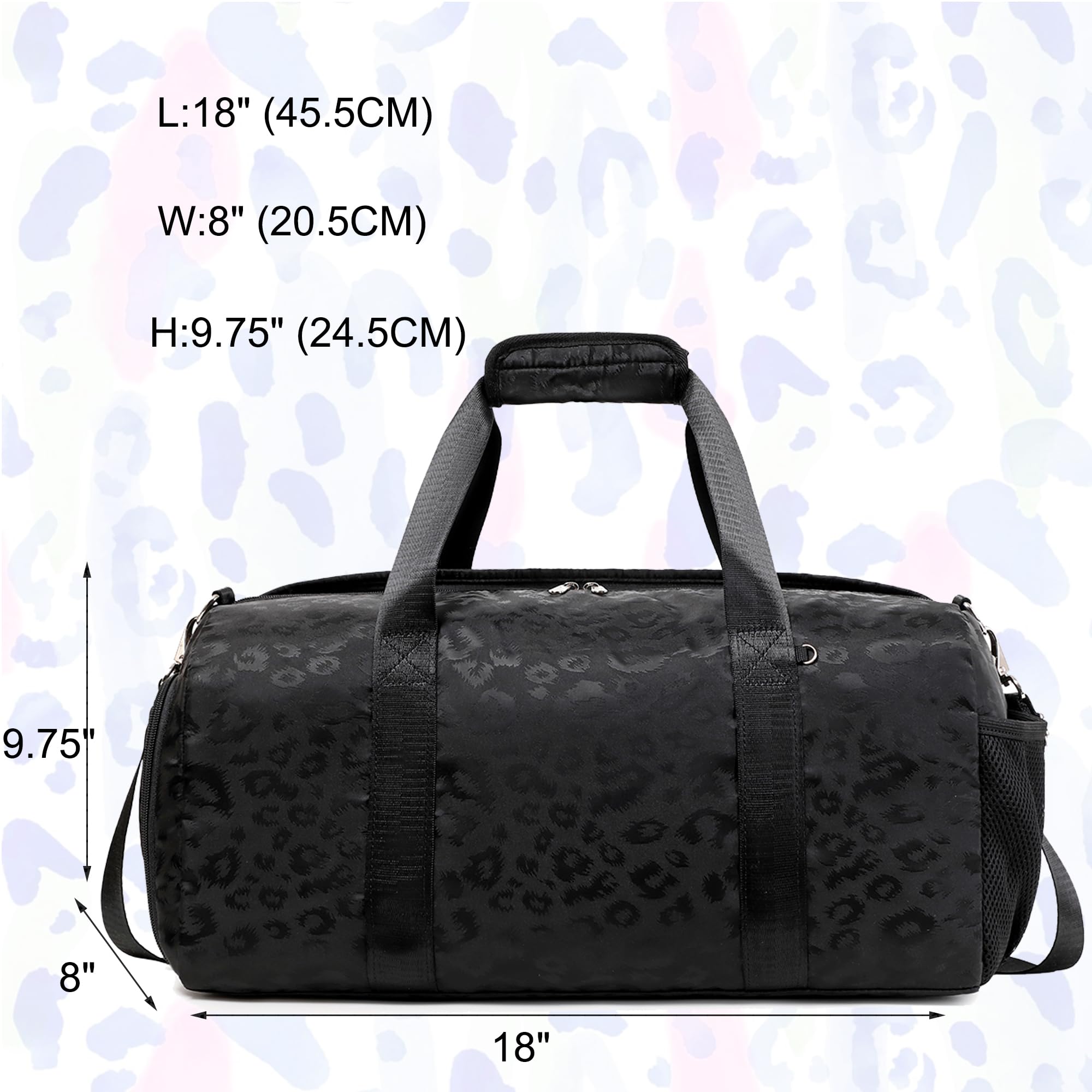 **Leopard Print Dance Duffle Bag for Girls - Gym, Gymnastics & Overnight Sleepover Bag with Shoe Compartment & Wet Pocket - Perfect for Sports, Travel & School Activities**