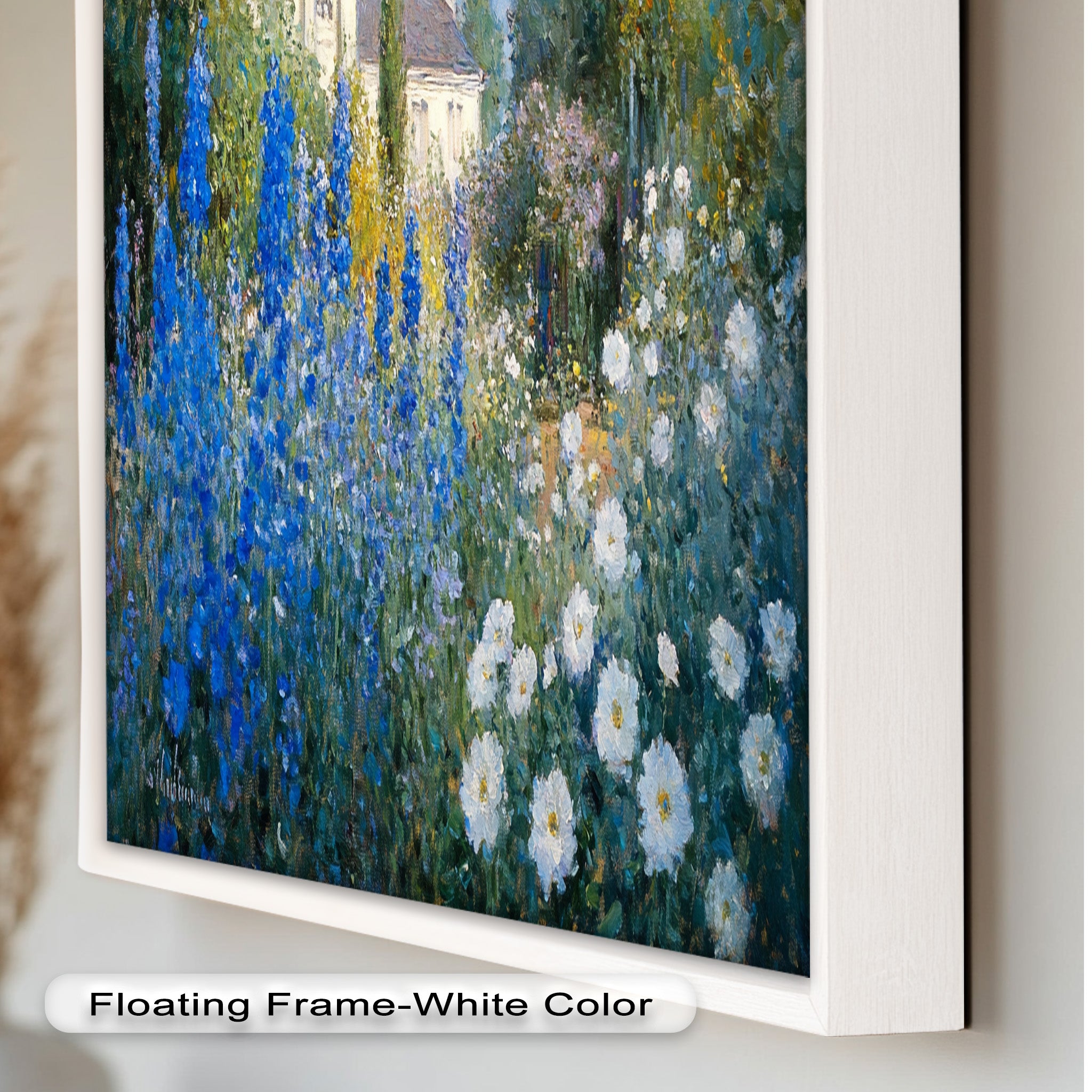Blue Delphinium Impressionist Oil Painting - Handmade Floral Wall Art for Living Room, Bedroom & Office Decor