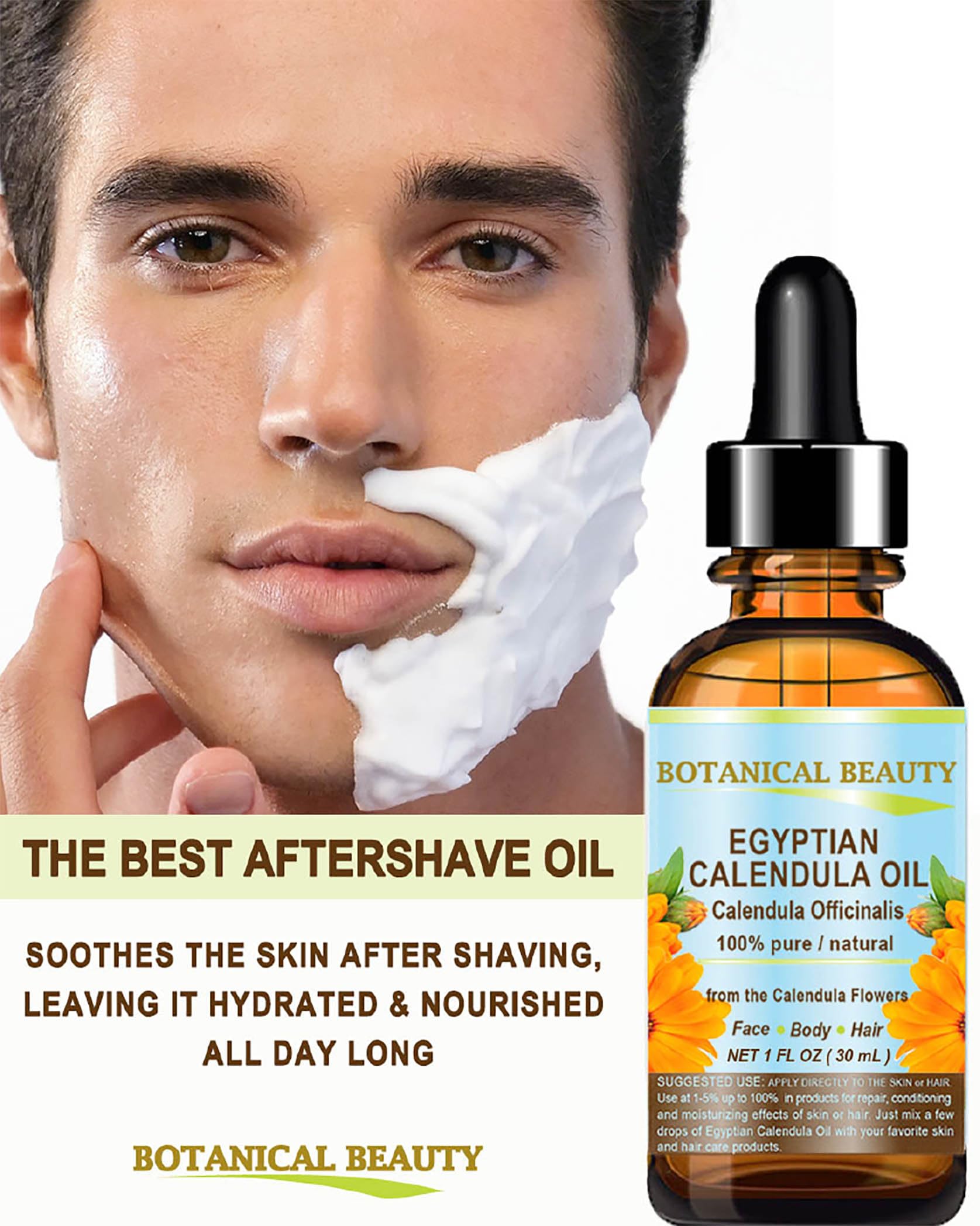 Pure Natural Egyptian Calendula Officinalis Marigold Oil - 0.5 Fl.oz (15ml) for Face, Skin, Body, Hair & Nails | Organic Moisturizing Oil for Dry Skin, Acne Treatment & Hair Growth | Perfect for Massage, Aromatherapy & DIY Beauty Recipes
