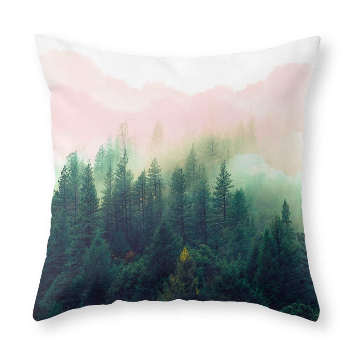Watercolor Mountain Landscape Throw Pillow by Mmartabc - Soft Decorative Pillow Cover for Living Room, Bedroom, or Couch - Nature Inspired Home Decor