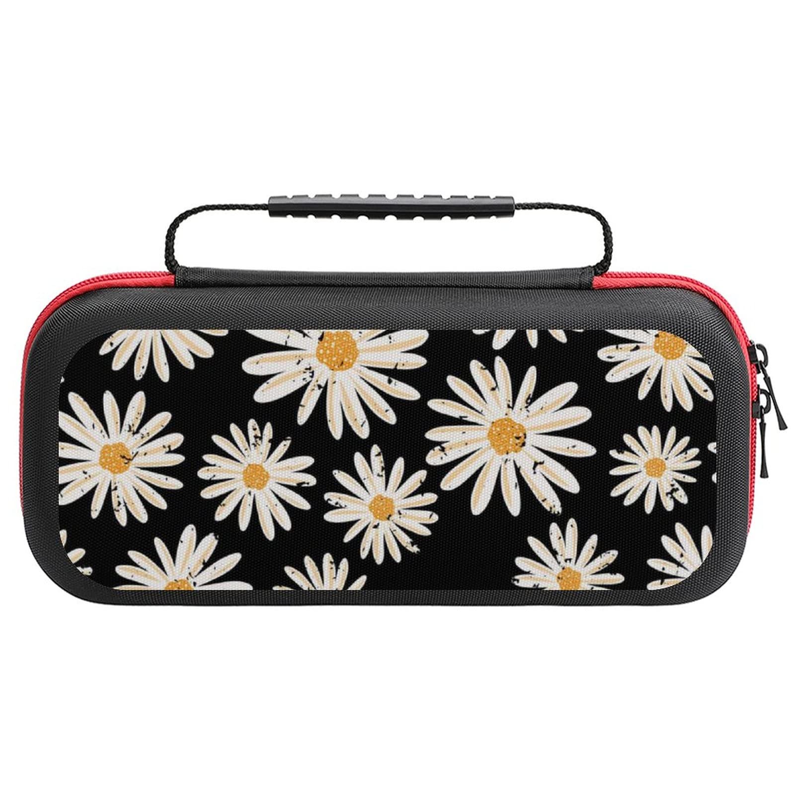 Vintage Daisy Flowers Carrying Case for Nintendo Switch - Protective Shell Storage Handbag with Cute Floral Design | Perfect for Travel, Commuting & Gaming On-The-Go