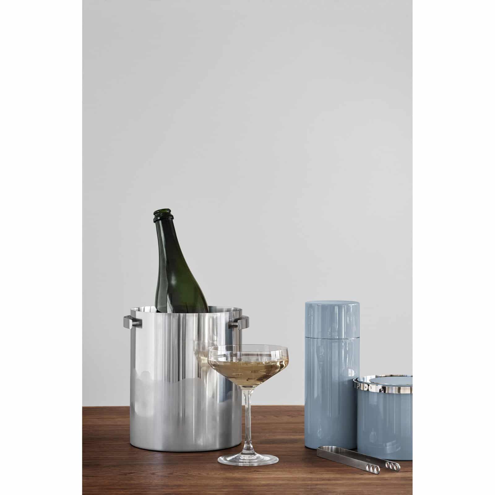 STELTON ARNE JACOBSEN Cylinda Line Stainless Steel Champagne Wine Cooler Bucket - Elegant Barware for Parties, Weddings & Home Entertaining