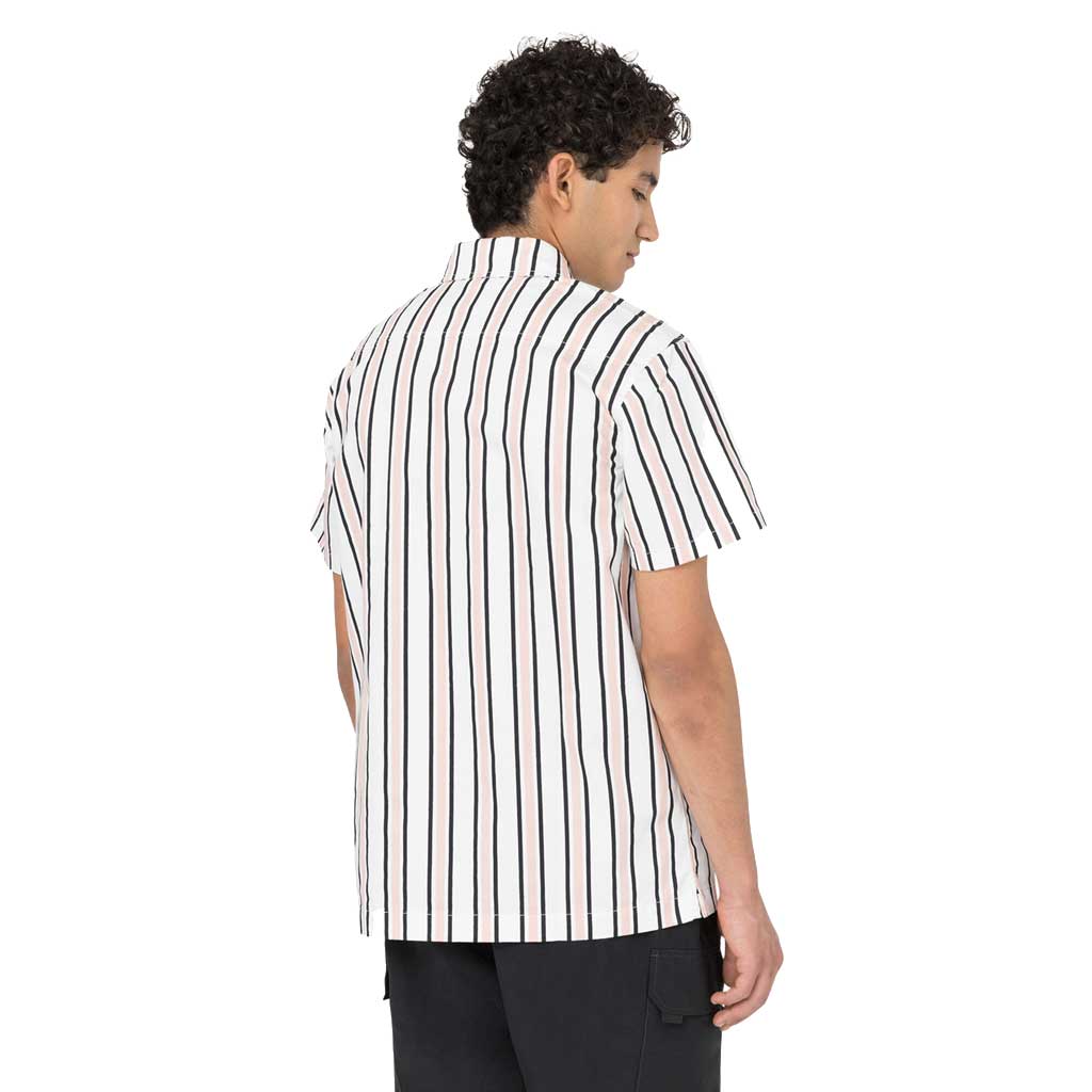 Dickies Skate Woven Shirt for Men - White/Lotus/Black Stripe Casual Button-Up Shirt | Perfect for Skateboarding, Streetwear & Everyday Fashion