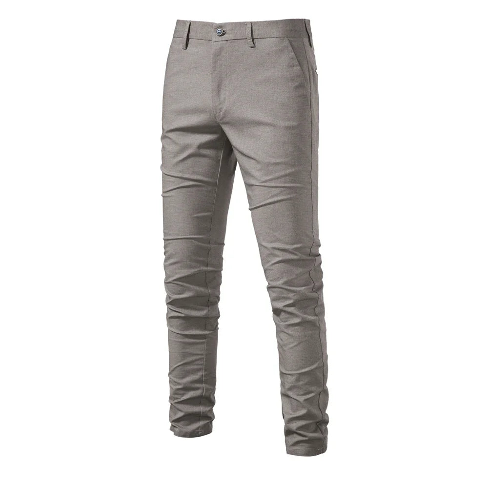 Premium Slim Fit Men's Cotton Dress Pants for Business & Social Occasions - Comfortable & Stylish Autumn Trousers for Office, Meetings & Casual Outings