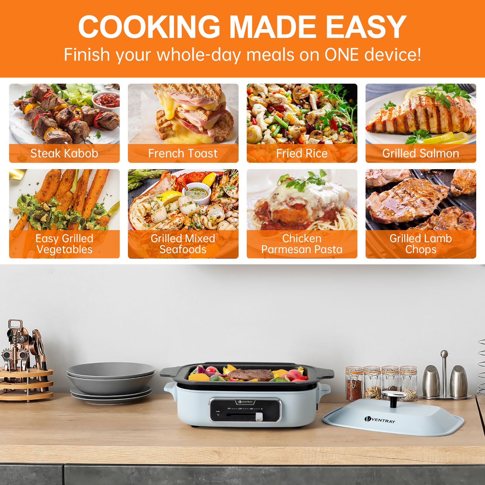 EL GRILL Electric Indoor Grill - Nonstick Smokeless Griddle for Healthy Cooking - Perfect for Apartments, Dorms & Small Kitchens
