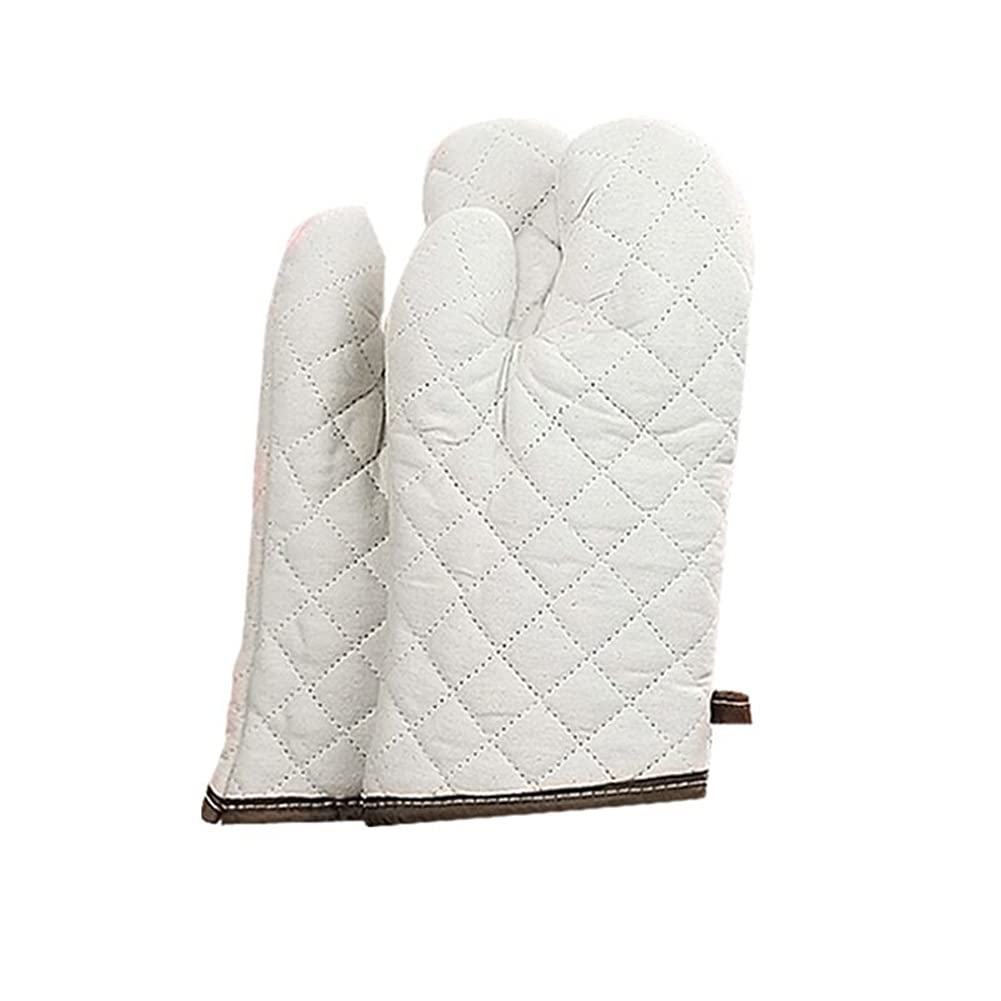 Nordic Style Heat Resistant Kitchen Gloves - Soft Fabric Lining with Non-Slip Surface, Oven Mitts & Pot Holders for Baking, Cooking, Grilling & BBQ - Perfect for Home Kitchen, Camping & Outdoor Cooking (White)