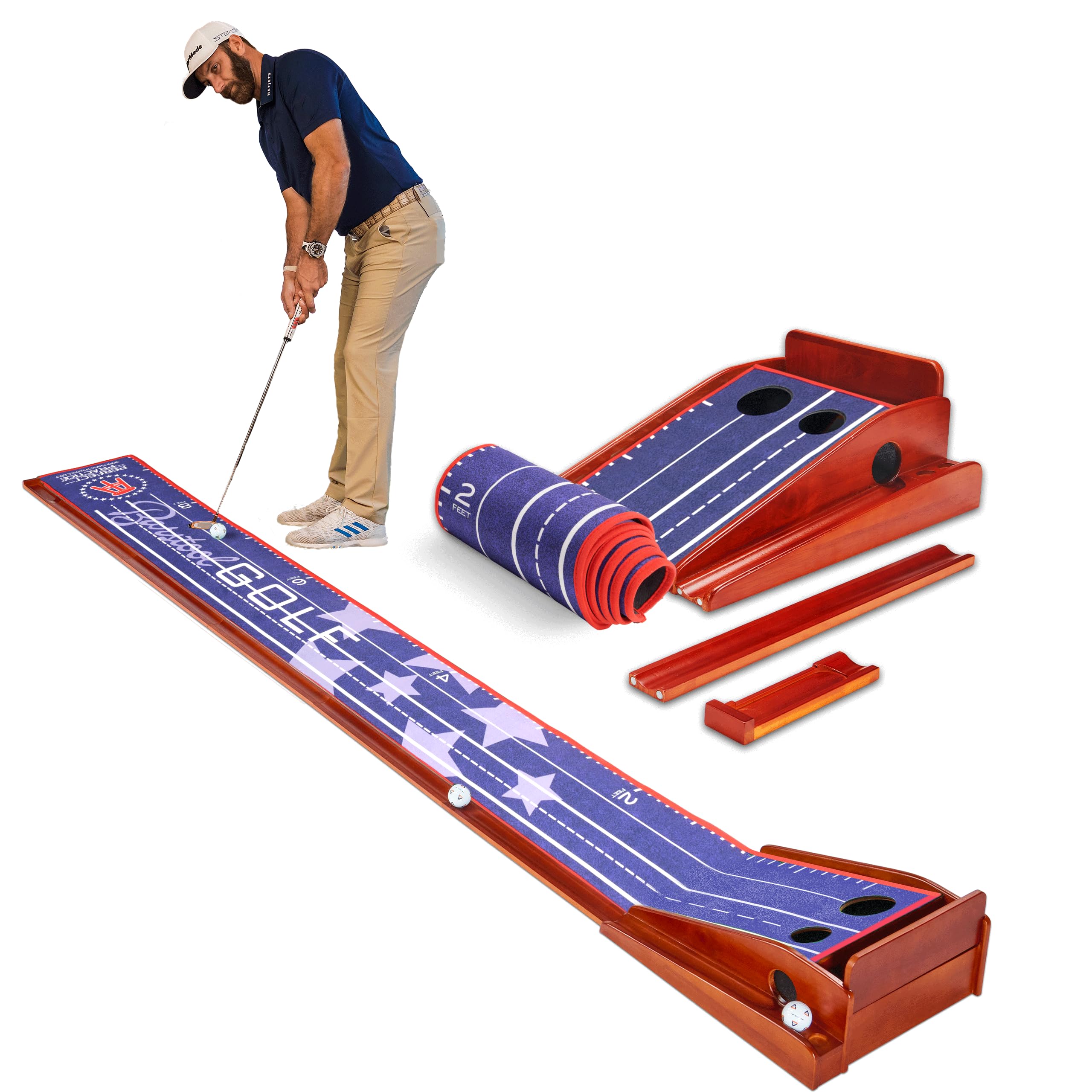 Premium 9.5ft Golf Putting Mat with Automatic Ball Return - Portable Indoor/Outdoor Practice Green for Home, Office, Backyard - Perfect Training Aid & Gift for Golfers - Improve Your Short Game Anywhere