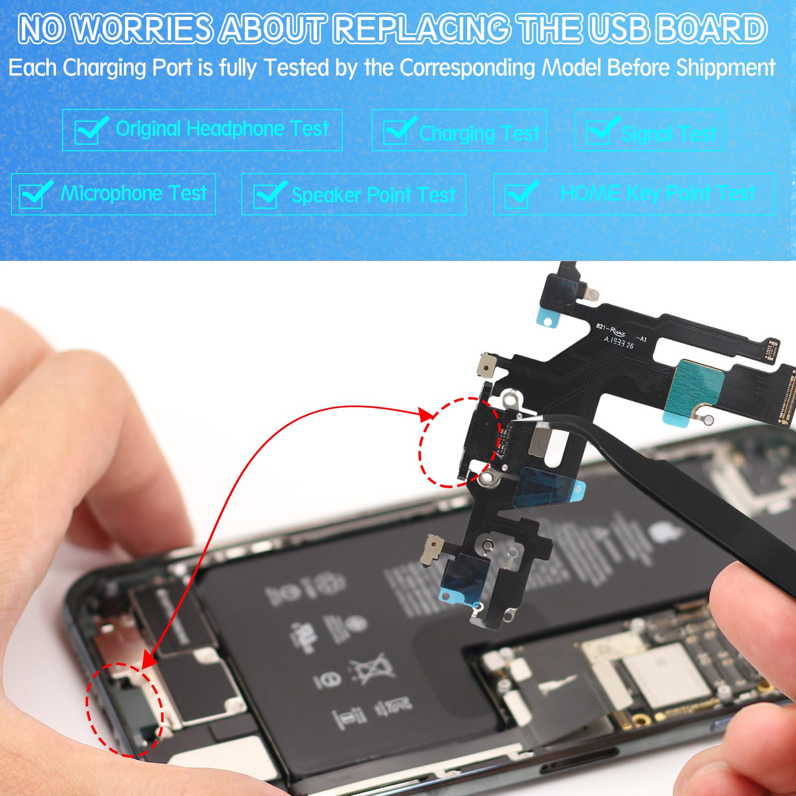 Original iPhone 11 Charging Port Replacement - USB Dock Connector Flex Cable Assembly with Repair Tools | Compatible with iPhone 11 | Fast Charging & Data Transfer | DIY Repair Solution for Home & Professional Use