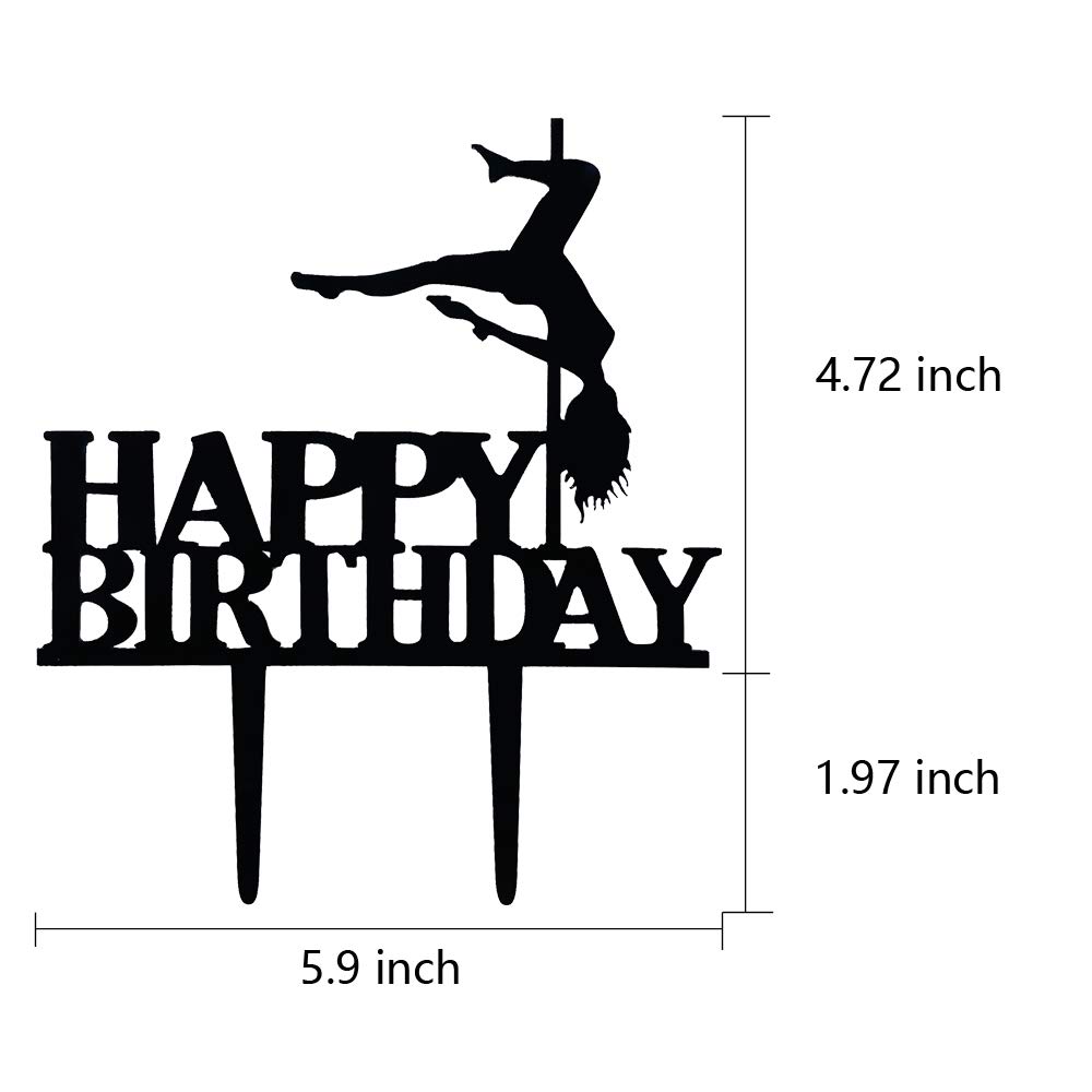 Black Acrylic Pole Dancer Cake Topper - Birthday Party Decoration for Sports Theme Cakes - Perfect for Bachelorette Parties, Dance Celebrations & Adult Birthday Cakes