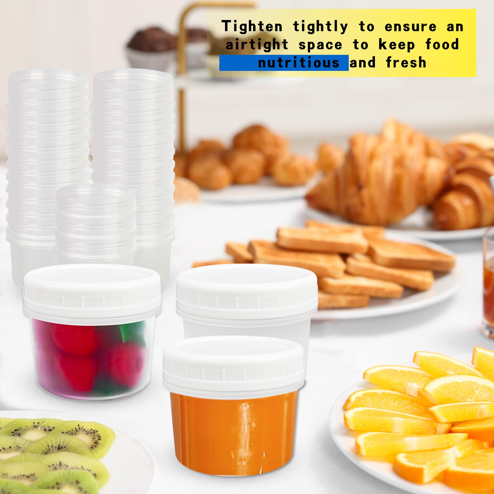 30 Pack 5 oz Plastic Food Storage Containers with Screw Lids - Small Reusable Freezer Safe Containers, Leak Proof Jars for Fruit, Cake, Jam, Ice Cream - Perfect for Meal Prep, Leftovers & Pantry Organization