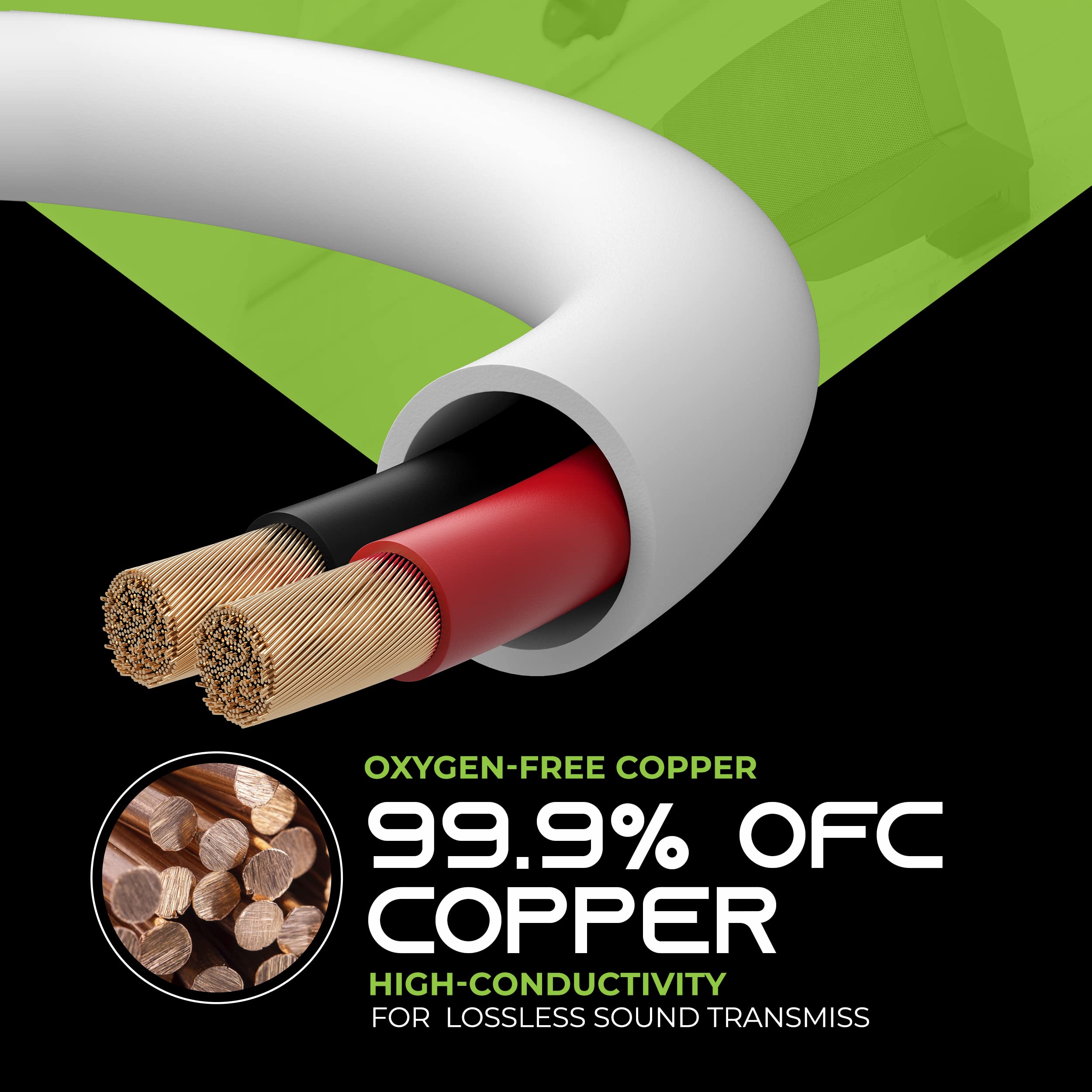 GearIT 14/2 Speaker Wire (500 Feet) 14AWG Gauge - In-Wall Audio Speaker Cable CL2 Rated - OFC Oxygen-Free Copper White 500ft - Perfect for Home Theater & Surround Sound Systems