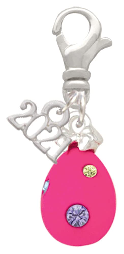 Delight Jewelry Easter Egg Charm with Colorful Crystal Dots - Clip On Pendant for Necklace or Bracelet - Perfect for Easter Gifts, Party Favors & Jewelry Making