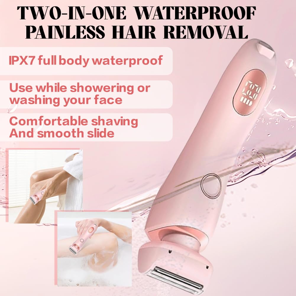 Vantique Electric Shaver for Women - 2 in 1 Painless Hair Removal & Bikini Trimmer, Waterproof Cordless Lady Shaver with GlowBabe Technology, Portable Travel-Friendly Design (Blue) - Perfect for Travel, Gym & Quick Touch-Ups