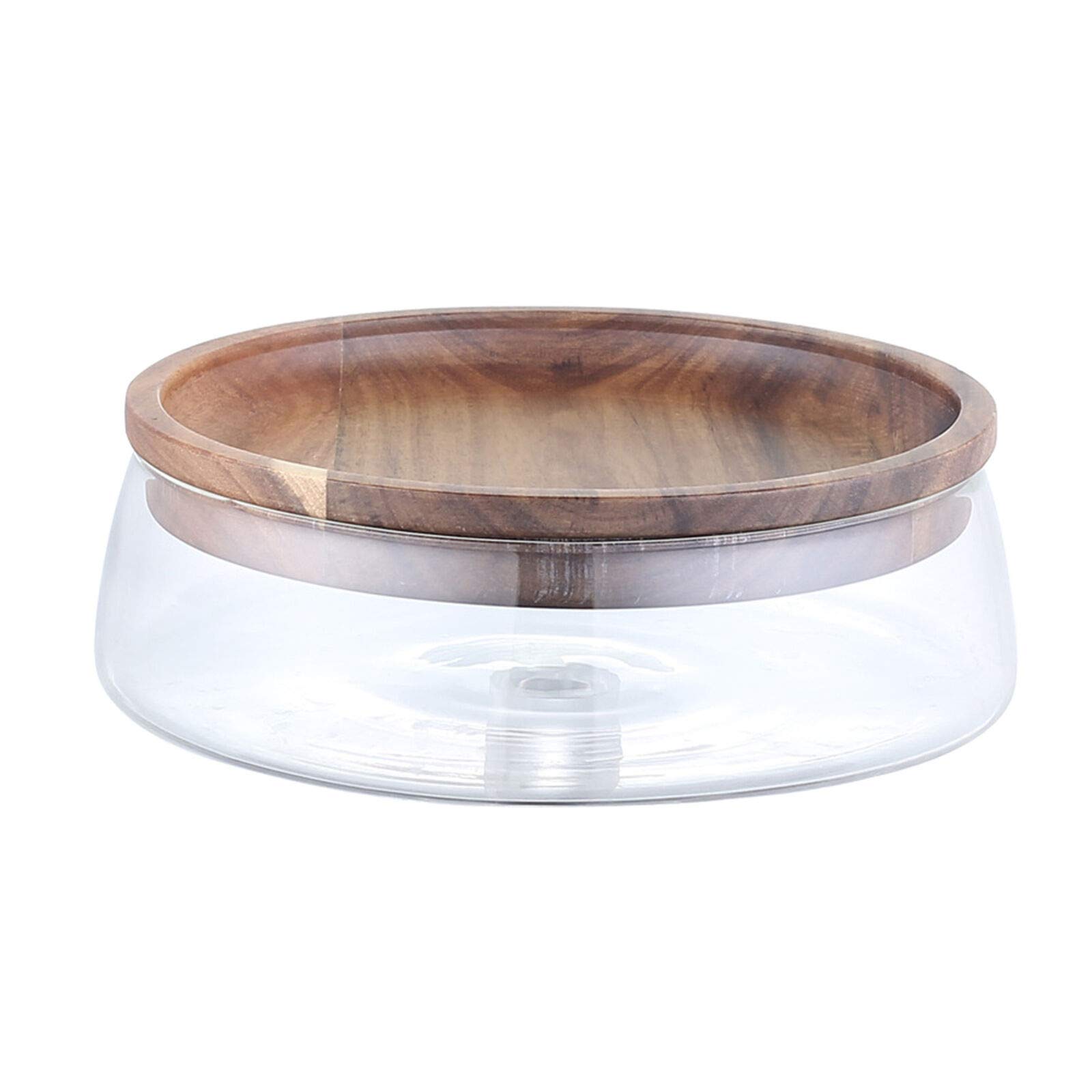 Creative Glass Nuts & Dry Fruit Storage Container - Double Layer Candy Jar with Wooden Lid for Kitchen, Pantry Organization | Perfect for Storing Snacks, Baking Ingredients & Party Treats