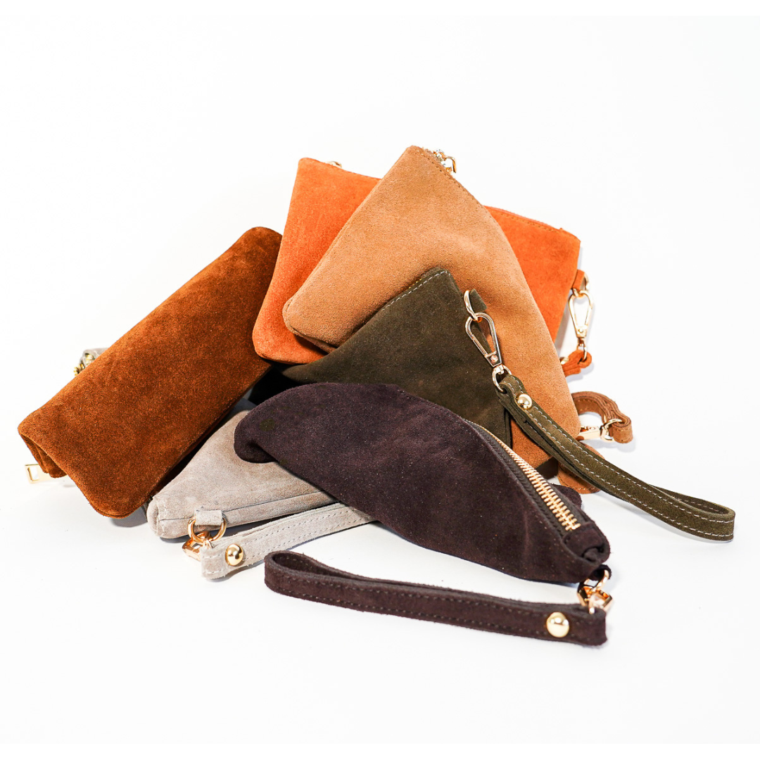 Stylish Suede Wristlet Pouch for Women - Small Leather Clutch Wallet with Wrist Strap - Perfect for Parties, Travel & Everyday Use
