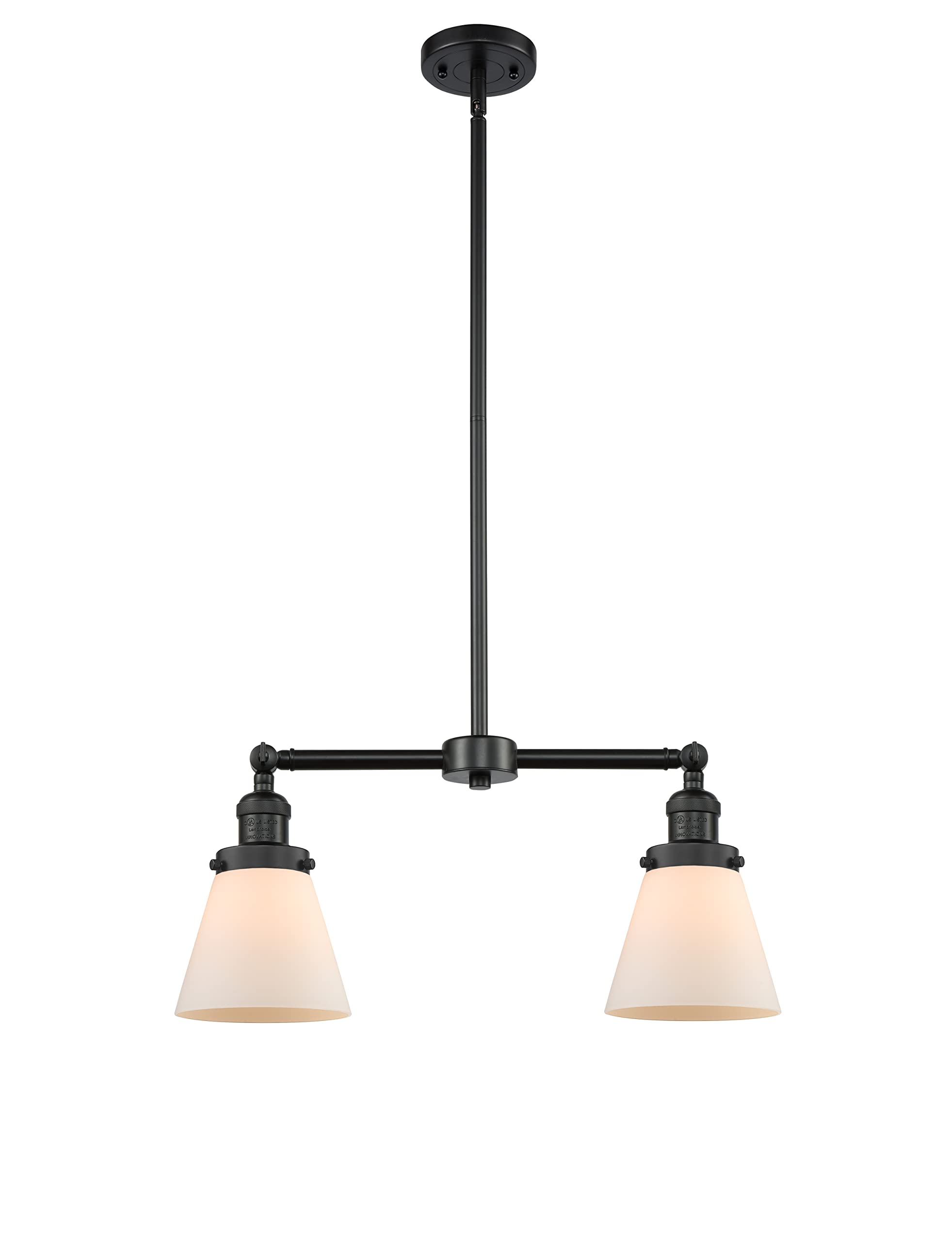 Innovations 209-BK-G61-LED 2-Light Vintage Dimmable LED Chandelier in Matte Black - Perfect for Dining Room, Bedroom or Farmhouse Decor