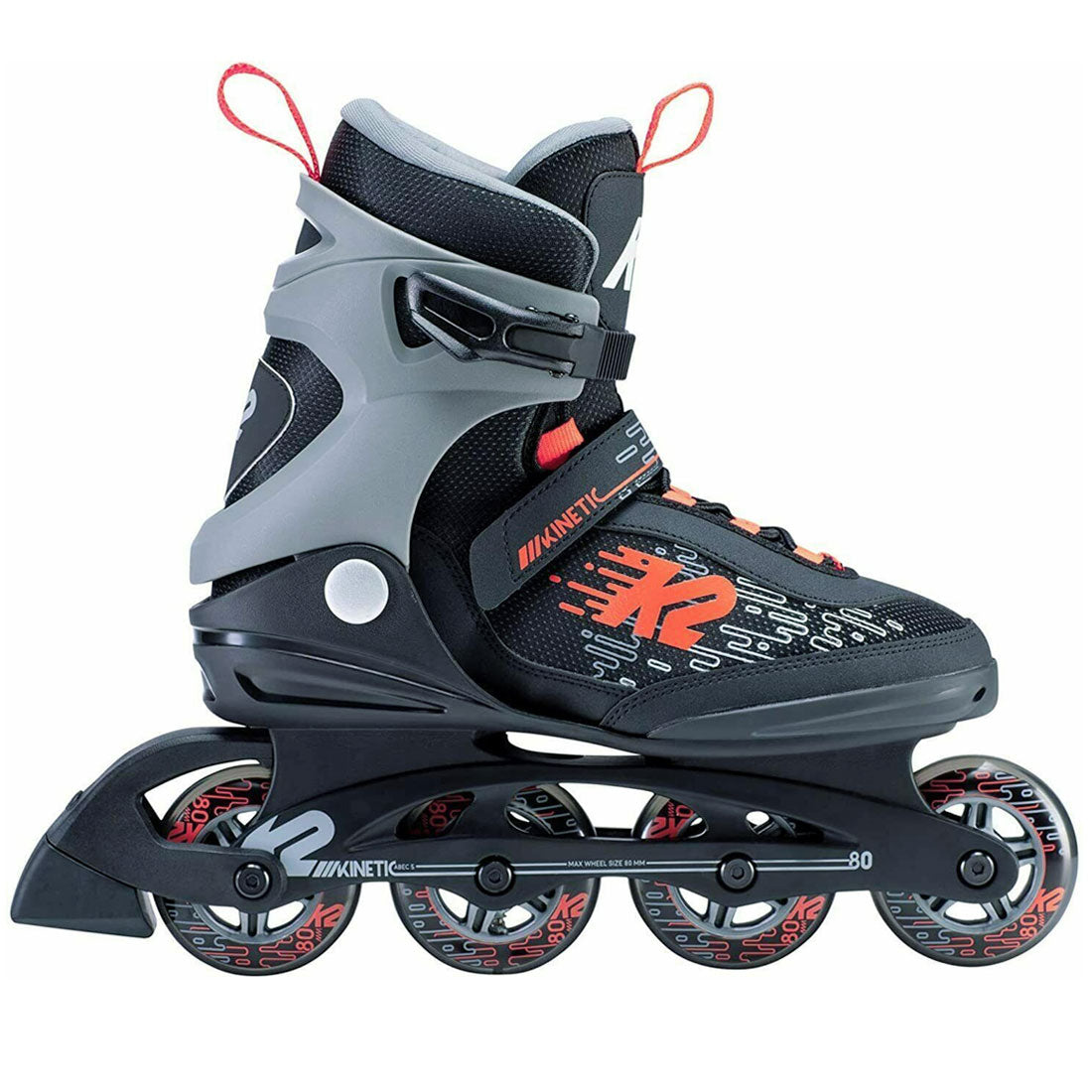 K2 Kinetic 80 M Black/Red Men's Skates - Size 7 US / 39.5 EU / 25cm - High-Performance Inline Skates for Fitness, Speed & Urban Skating