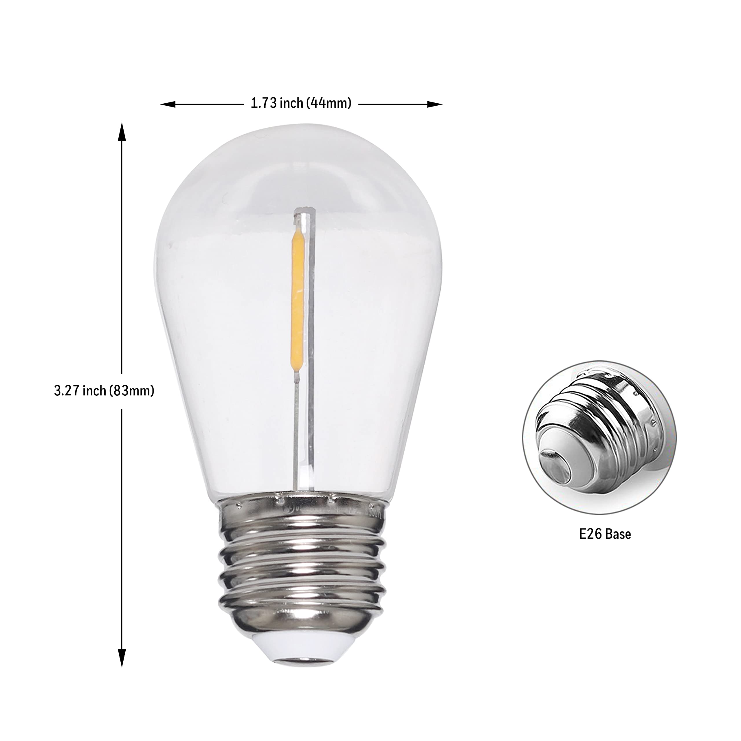 Honeywell 48 FT Outdoor String Lights - Commercial Grade Waterproof LED Patio Lights with 15 Plastic E26 Bulbs - Perfect for Backyard, Garden, Cafe, and Restaurant Ambience Lighting