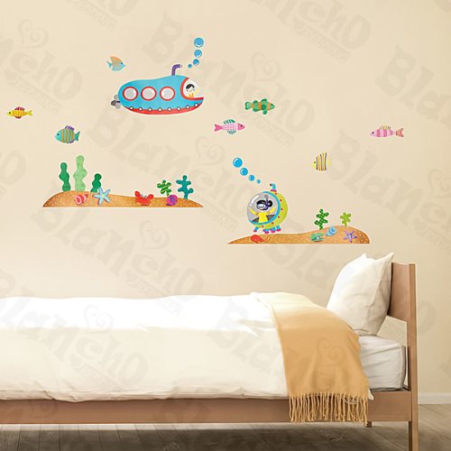 Blancho Bedding Submarine - Large Wall Decals & Stickers for Kids Room, Nursery, Playroom Decor - Peel & Stick Home Wall Art for Bedroom, Living Room