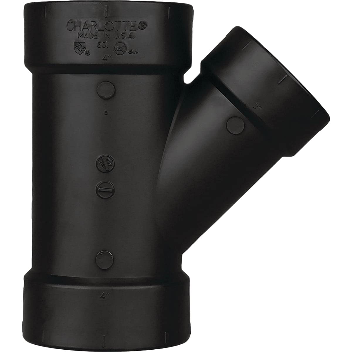 Charlotte Pipe Schedule 40 4 Inch Hub x 4 Inch Diameter Hub ABS Wye Fitting - DWV Plumbing for Bathroom, Kitchen & Laundry Drainage Systems