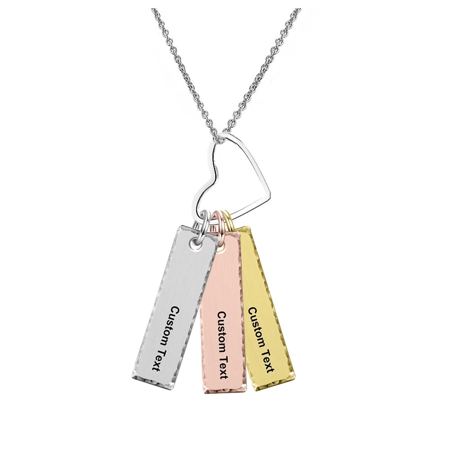 **Personalized Sterling Silver & Gold Heart Necklace - Custom Name Plate for Mom, Grandma, Sister & Best Friend - Mother's Day, Friendship & Family Gift - Perfect for Birthdays, Anniversaries & Special Occasions**
