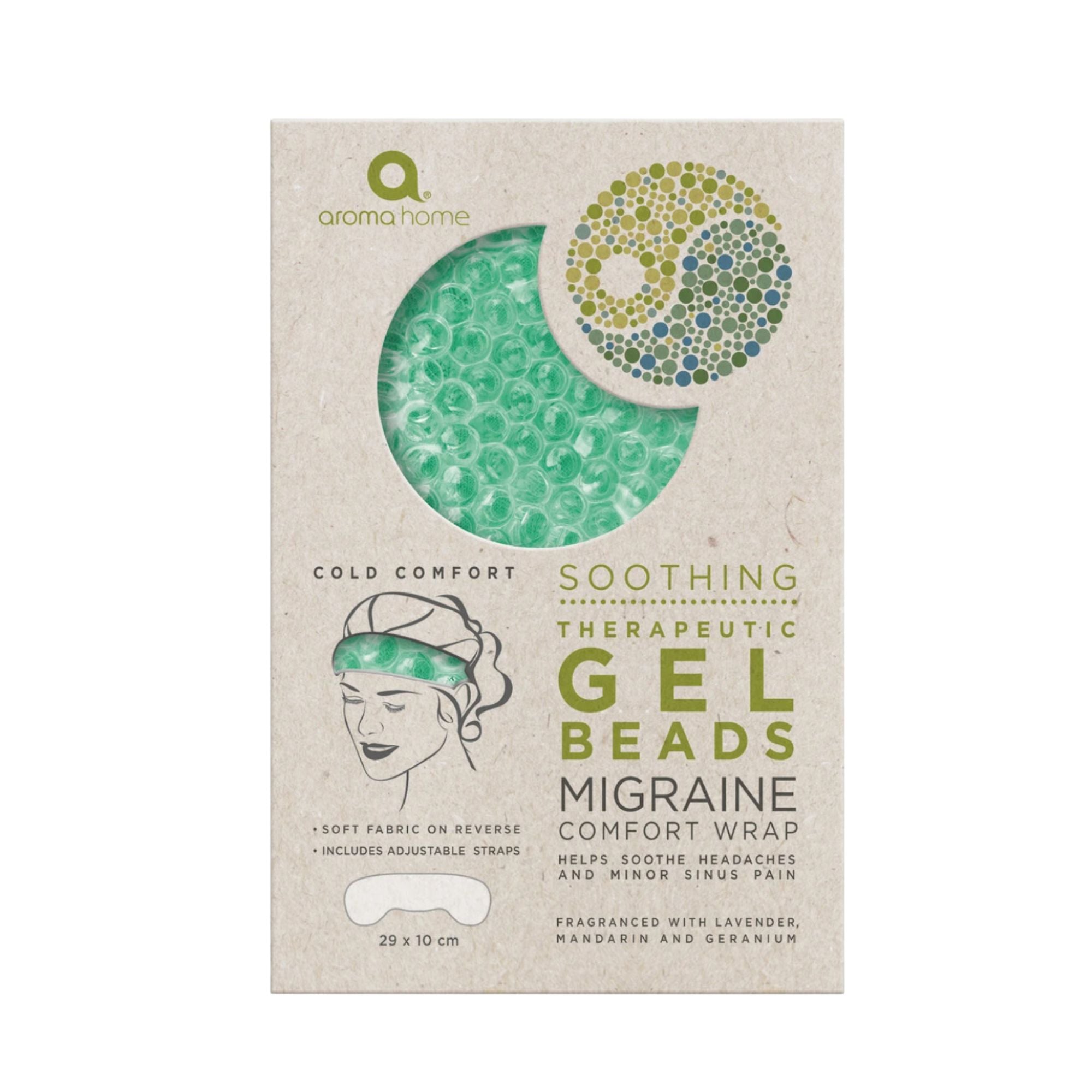 Sea Foam Therapeutic Gel Beads Migraine Relief Head Wrap - Cooling Headache Relief Band for Tension, Stress & Migraine Pain - Perfect for Office, Travel & Home Use
