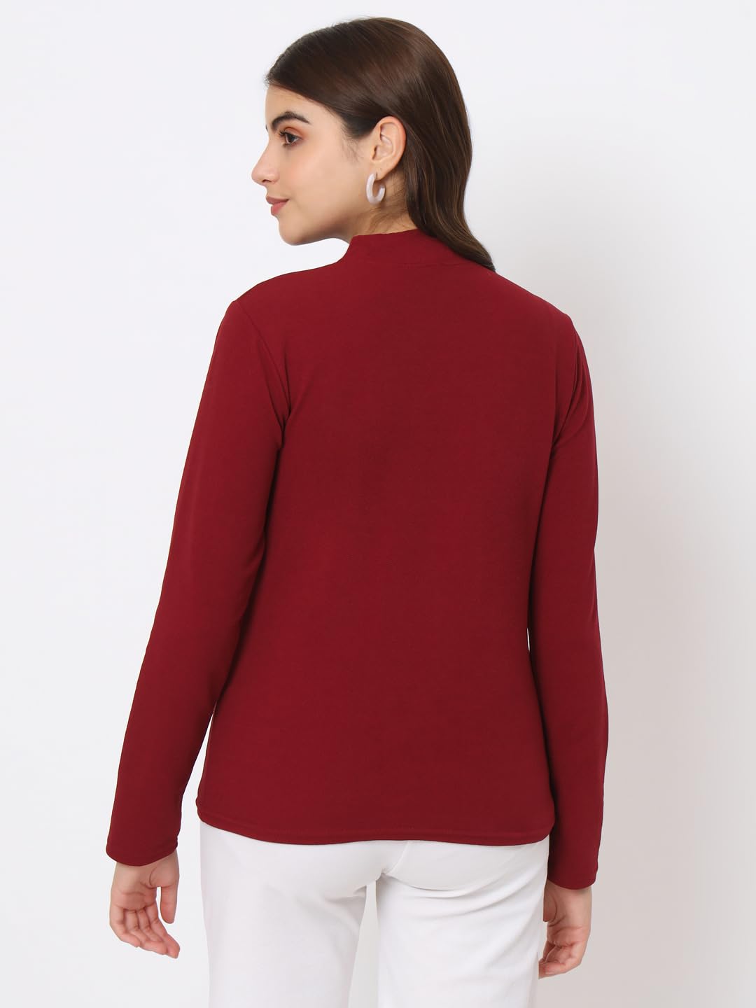 iStyle Can Solid High Neck Full Sleeve Stretchable Slim Fit Women's Top | Winter Warm Turtleneck Shirt for Women | Perfect for Office Wear, Casual Outfits & Cold Weather Layering