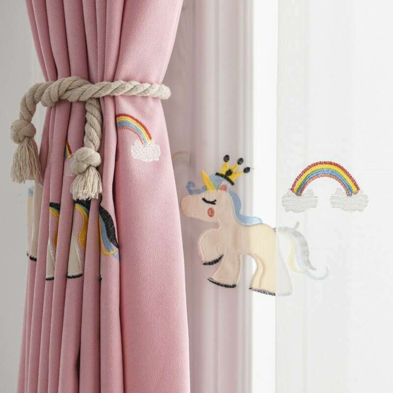 Remy Unicorn Embroidered Pink Curtains for Kids Bedroom - Magical Decor for Girls' Room & Nursery | Perfect for Birthday Gifts & Fantasy Themed Bedrooms