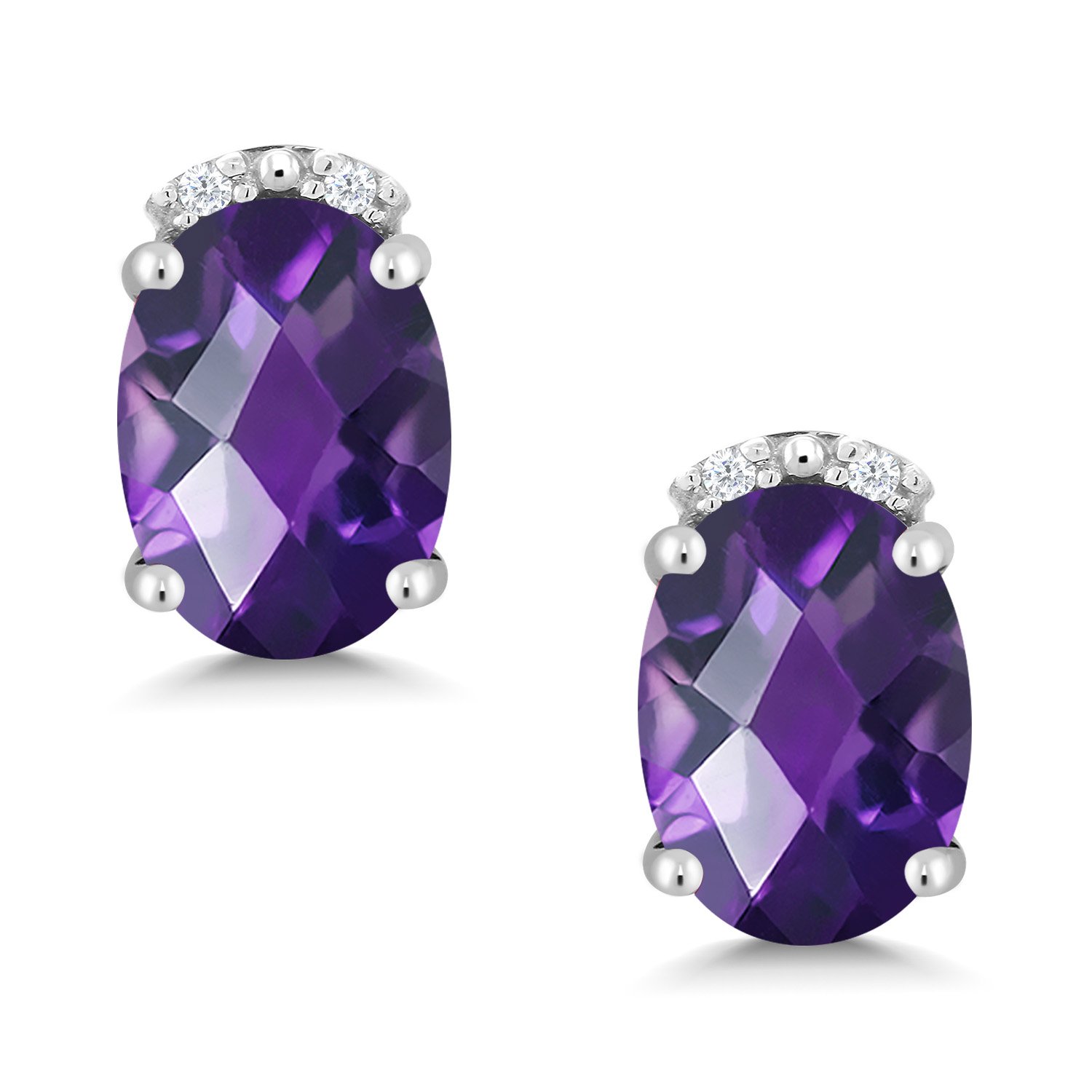 7X5MM Oval Gemstone & White Diamond Earrings in 10K Gold | Birthstone Jewelry for Women, Mom, Wife | Elegant Gift for Anniversary, Birthday, Valentine's Day | Perfect for Weddings, Parties & Special Occasions