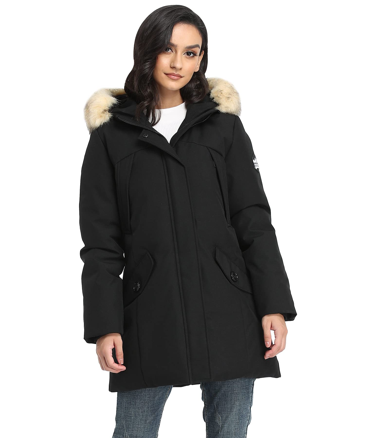 PUREMSX Women's Winter Padded Jacket - Thick Faux Fur Hooded Parka Coat, Vegan Down Alternative, Warm Long Overcoat for Cold Weather (XS-XXL) | Perfect for Snowy Days, Outdoor Activities & Winter Fashion