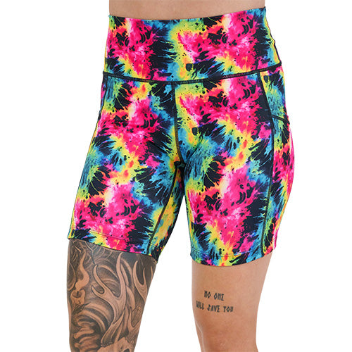 Neon Tie Dye Shorts for Women - High Waisted Summer Casual Shorts | Perfect for Beach, Gym, and Outdoor Activities