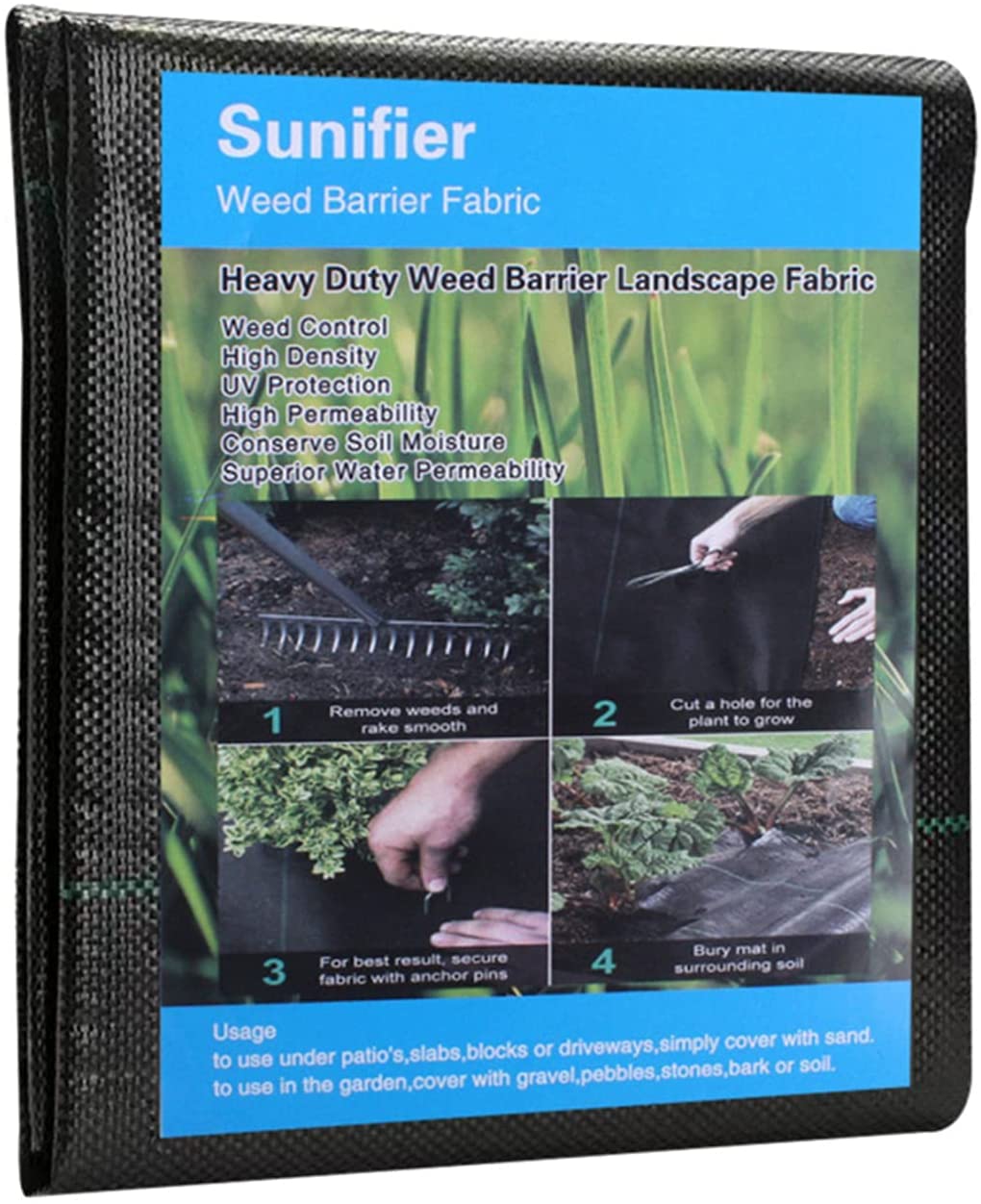 Heavy Duty Weed Barrier Landscape Fabric - 5ft x 60ft Black Garden Weed Control Fabric for Landscaping, Mulch & Garden Beds | Durable Weed Blocker for Yards, Flower Beds & Vegetable Gardens