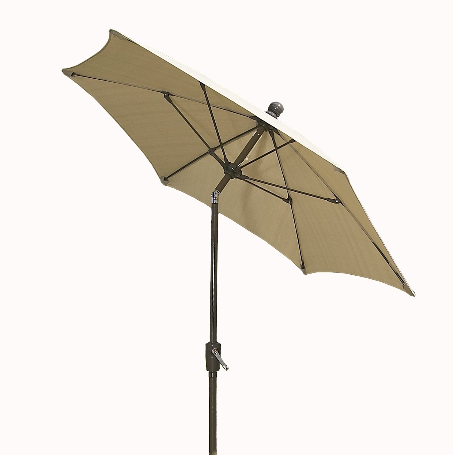 9ft Beige Patio Umbrella with Push-Button Tilt - Champagne Bronze Pole for Outdoor Dining, Poolside & Garden Relaxation