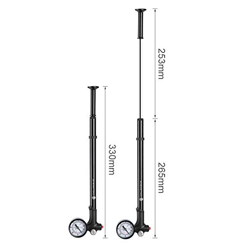 WASAGA Bike Pump, High Pressure Shock Pump for Fork, Rear Suspension and Tires, Nozzle Lever Lock with No Air Loss - Perfect for Mountain Biking, Road Cycling and Off-Road Adventures