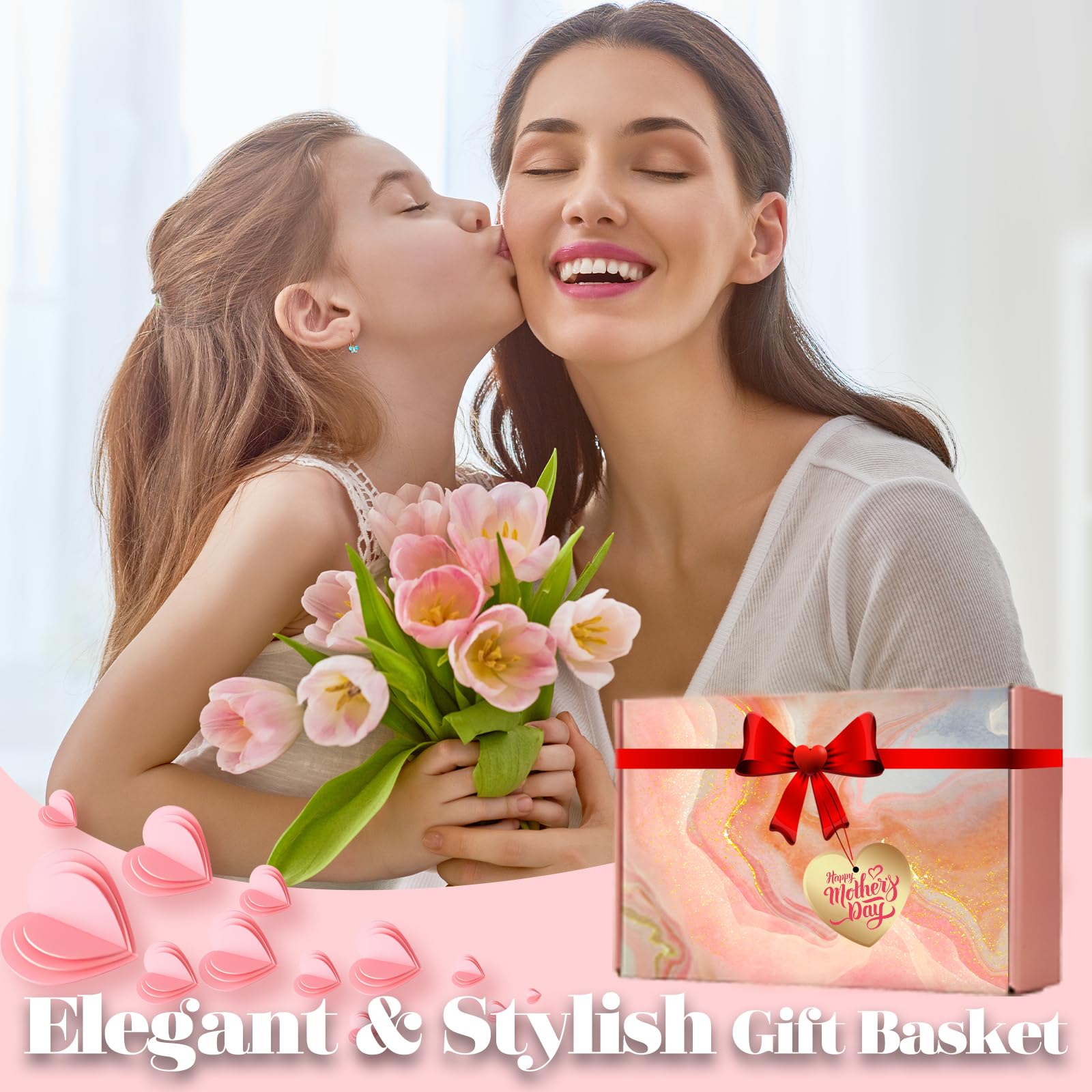 Self Care Gift Basket for Women - Relaxing Spa Set with Rose Gifts for Mom, Grandma & Friends | Unique Birthday & Thinking of You Present | Perfect for Mother's Day, Galentine's Day & Stress Relief