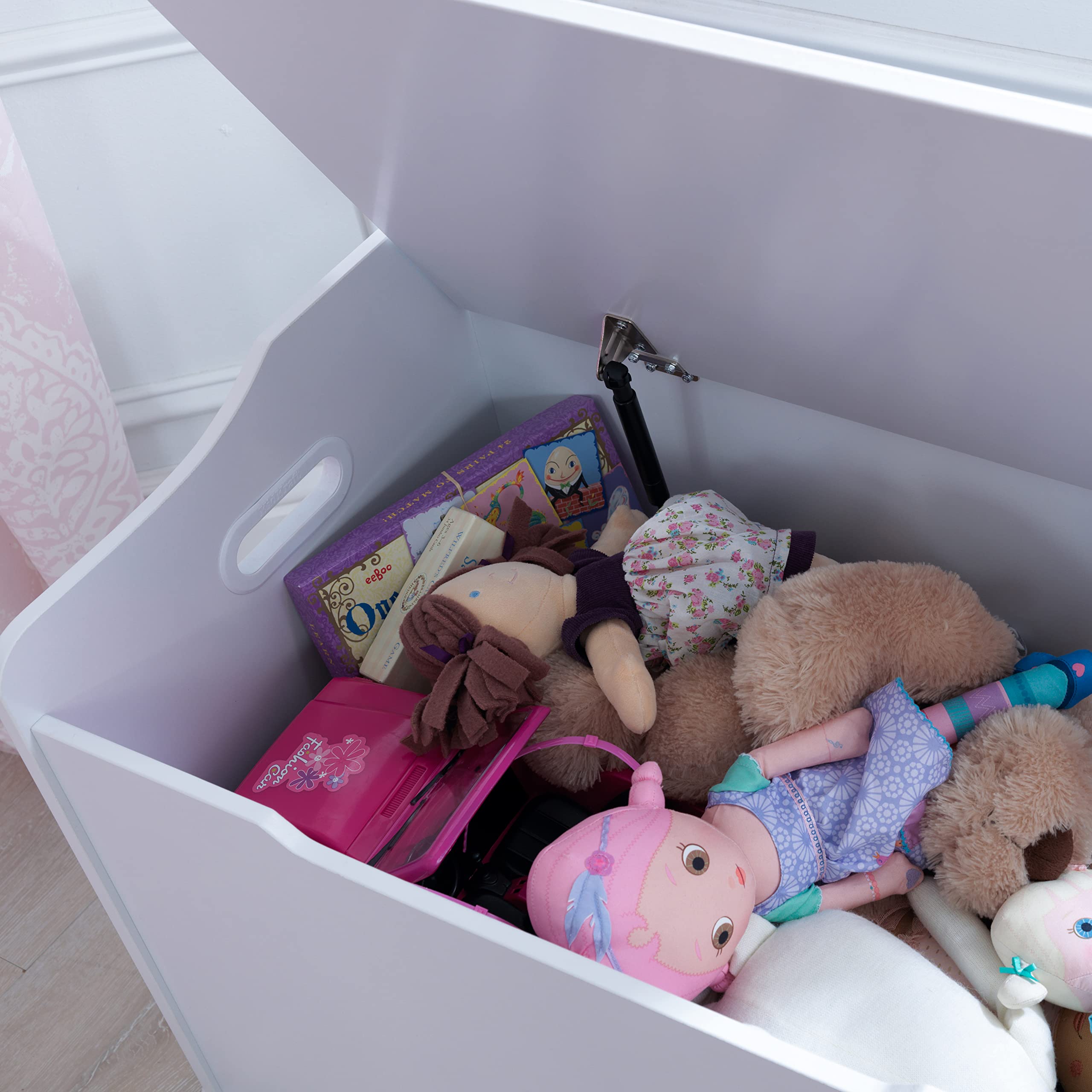 KidKraft Austin Wooden Toy Storage Box with Bench Seat & Safety Hinged Lid - White Kids Furniture for Bedroom & Playroom - Perfect Gift for Toddlers Age 3+ (Amazon Exclusive) - Ideal for Organizing Toys, Books & Nursery Essentials