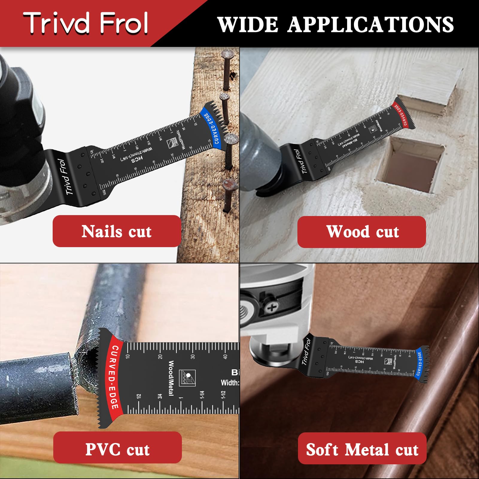 20-Piece Extra Long Oscillating Saw Blades Set - Bi-Metal Curved Edge with Japanese Teeth for Wood, Plastic, Nails & Metal Cutting - Compatible with DeWalt, Milwaukee, Bosch 70mm Multi-Tools - Perfect for DIY Projects, Home Renovation & Professional Construction Work