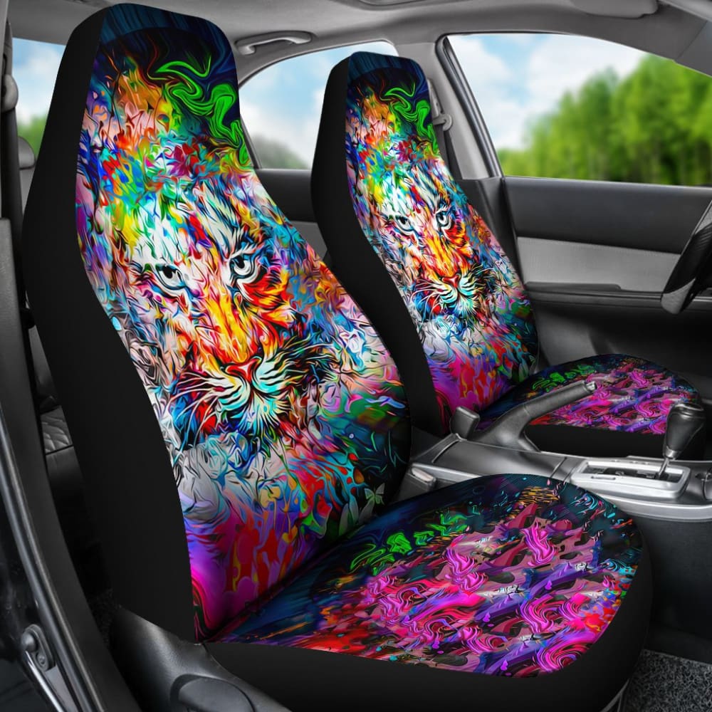 Colorful Tiger Print Car Seat Covers - Premium Wild Animal Design for Cars, SUVs & Trucks - Perfect for Adventure Lovers & Wildlife Enthusiasts