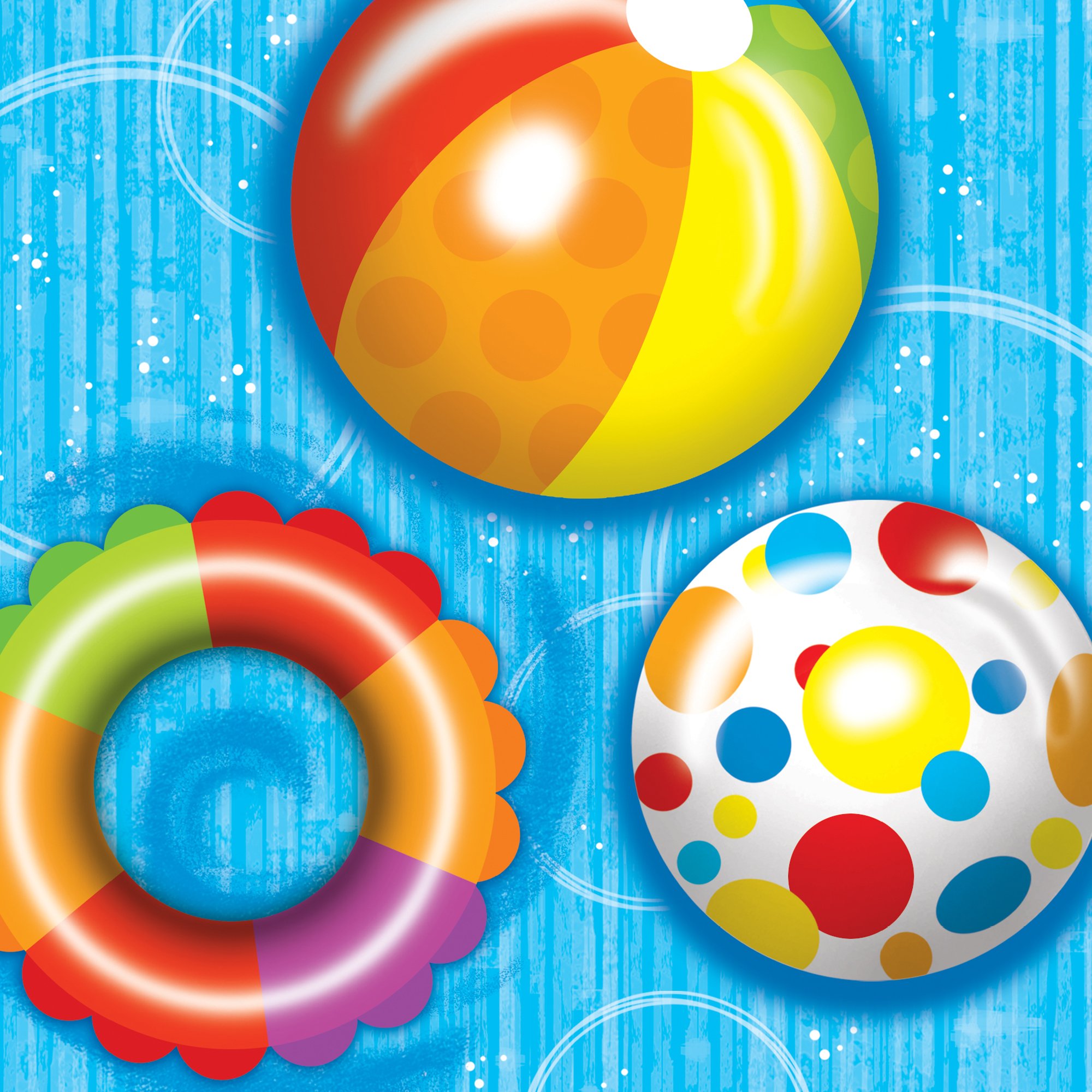 Creative Converting 18-Count Water Fun Themed Paper Lunch Napkins for Pool Parties, Summer BBQs & Picnics