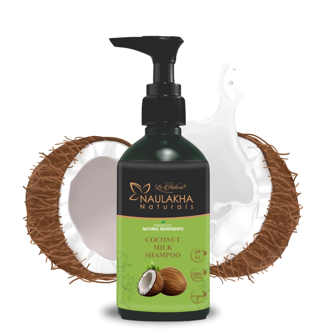 Naulakha Naturals Coconut Milk Shampoo 300ml - Sulfate & Paraben Free Hydrating Shampoo for All Hair Types | Promotes Healthy Shiny Soft Hair | Daily Use for Dry, Damaged & Curly Hair | Home & Salon Hair Care Solution