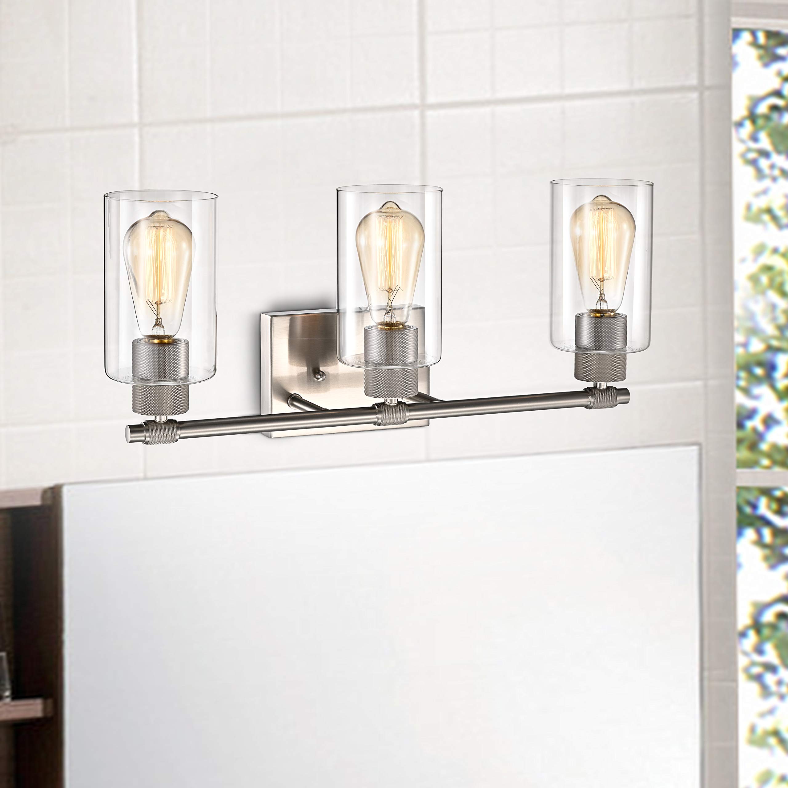 Modern 3-Light Brushed Nickel Bathroom Vanity Light Fixture 22