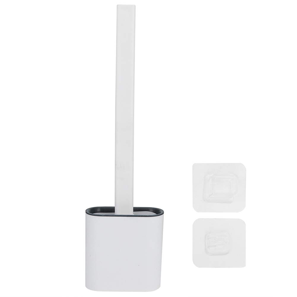 JOOTEN Flexible Toilet Brush and Holder Set with Silicone Bristles - Compact Bathroom Cleaning Tool with Ventilation Base for Hygiene & Storage - Perfect for Small Spaces, Apartments, and Modern Bathrooms (White)