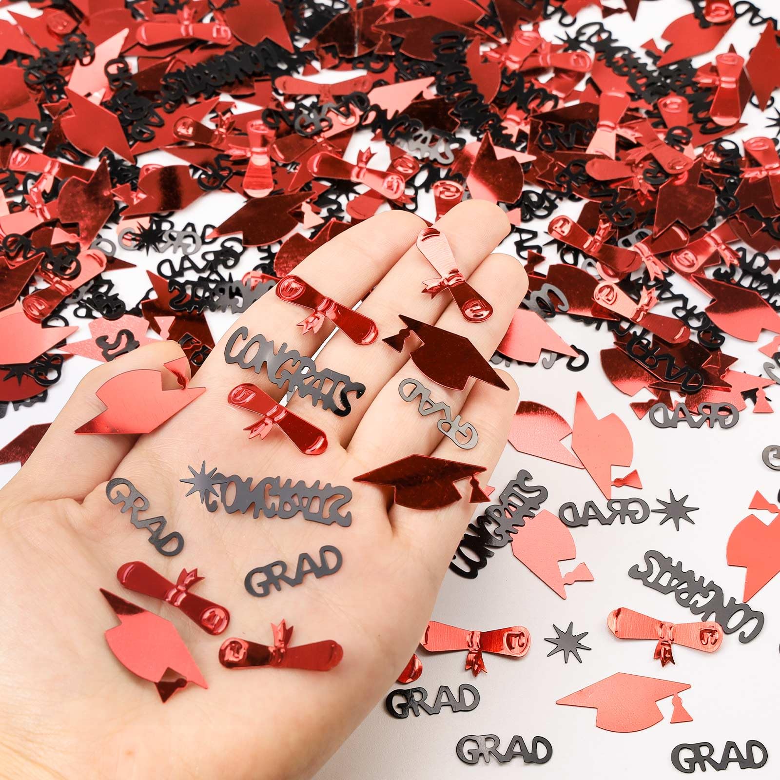 2025 Graduation Confetti - 1000 Pcs Red & Black Class of 2025 Table Decorations for Graduation Party Supplies | Perfect for Graduation Centerpieces, Photo Backdrops & Celebration Decor