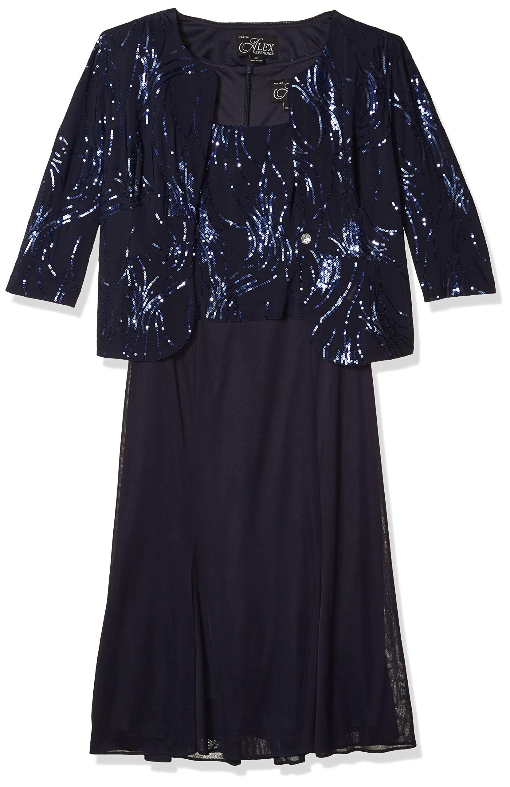 Alex Evenings Women's Tea Length Jacket Dress for Weddings & Formal Events - Petite & Regular Sizes - Elegant Cocktail Attire for Bridal Showers, Evening Parties & Special Occasions