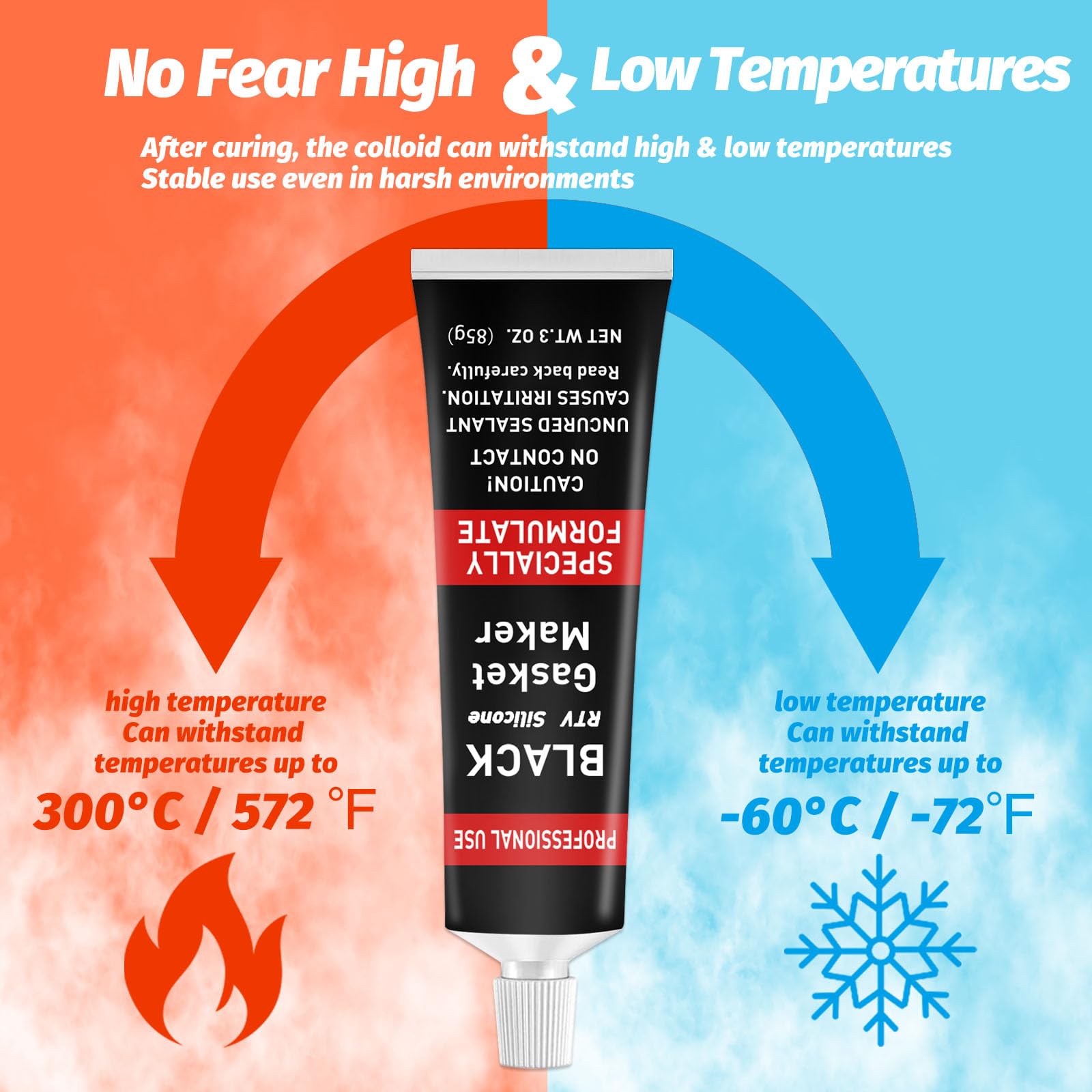 High Temperature RTV Silicone Gasket Maker - Oil & Freeze Resistant Engine Sealant for Gearboxes, Pumps, Superchargers (Black, 170g) - Perfect for Automotive Repairs & Industrial Equipment Maintenance