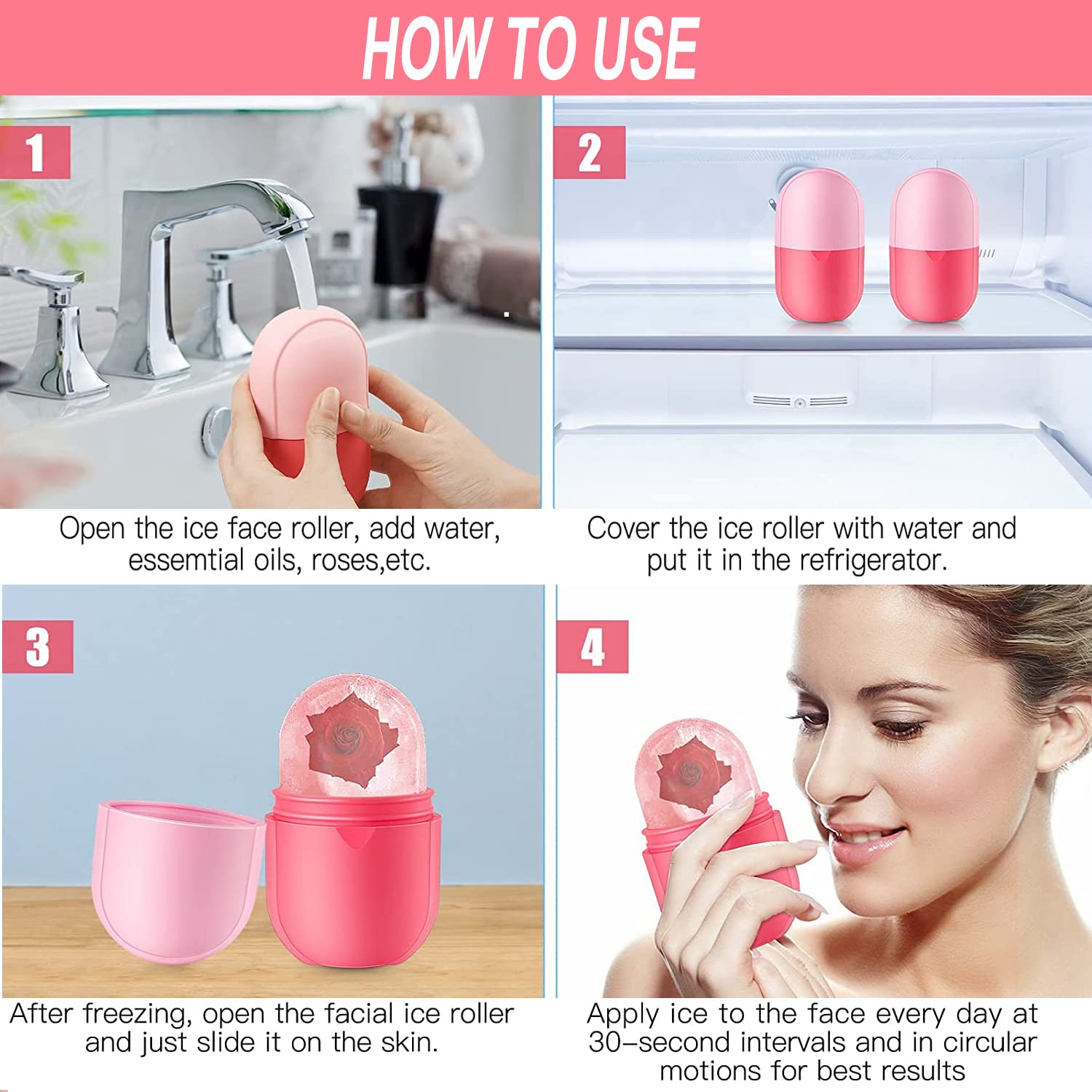 BFBOYS Ice Globes Roller for Face & Eye Massage - Cooling Facial Ice Roller Globes with Glow Cube - Beauty Tools for Women - Skin Care Massage for Puffiness & Glowing Skin - Perfect for Morning Routine & Post-Workout Recovery